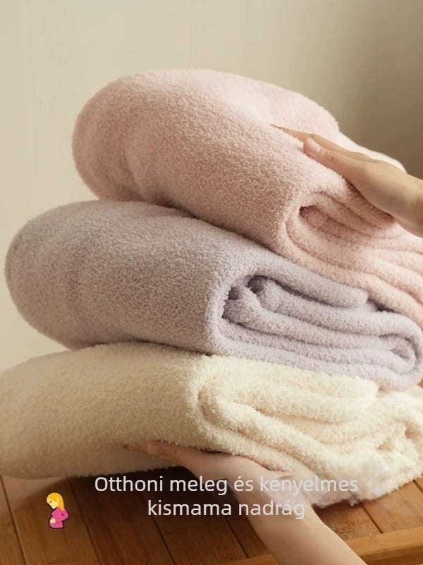 Anyasági meleg nadrág fleece béléssel, tavasz–őszre, laza szabású, magas derék, nem nyomja a hasat, kis- és plusz méretekhez