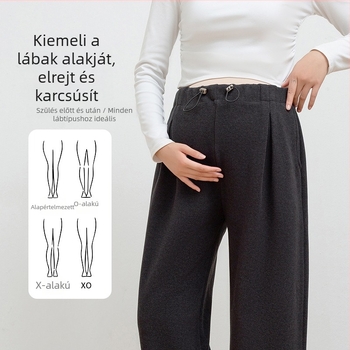 Várandós anyáknak szabadidőnadrág, széles fazon, zsinóros derék, vastag Caiyun pamut, elasztán 70–80%, poliészter <30%, tél 2025