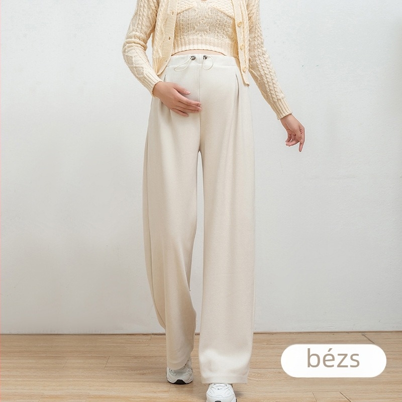Várandós anyáknak szabadidőnadrág, széles fazon, zsinóros derék, vastag Caiyun pamut, elasztán 70–80%, poliészter <30%, tél 2025