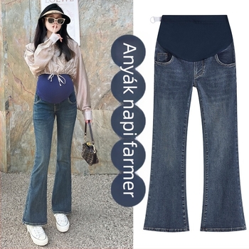 Kismama farmernadrág denim anyagból, has támasztó – szabad, bő szárú, denim Spandex (<30%)