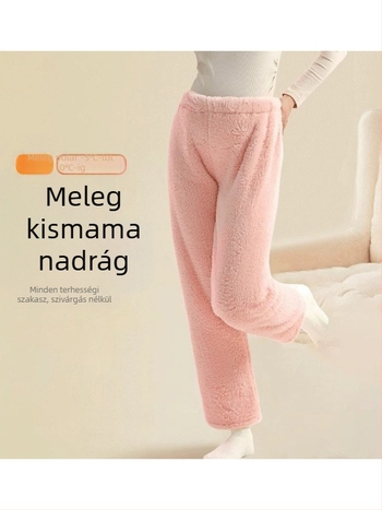 Őszi–téli terhességi nadrág, meleg korall-flízes bélés, vastag anyag, szabad szabás, nagy méret, otthoni viselet
