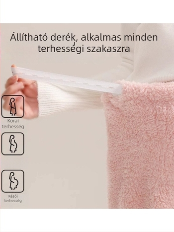 Őszi–téli terhességi nadrág, meleg korall-flízes bélés, vastag anyag, szabad szabás, nagy méret, otthoni viselet