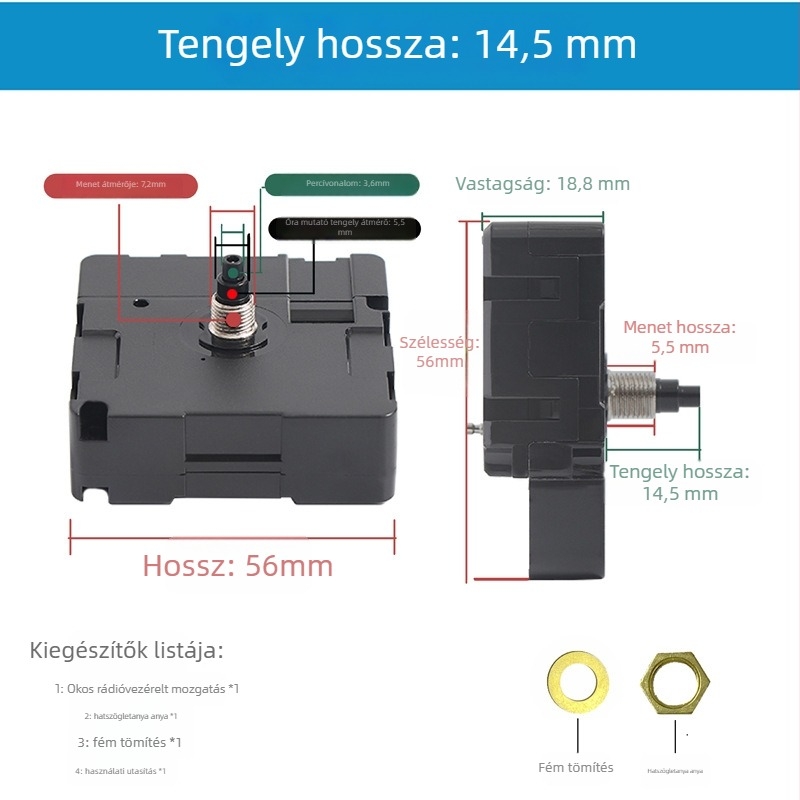ZD9688 Rádió-vezérelt mechanizmus csendes szkenneléssel és automatikus idő kalibrálással — műanyag ház, stílus Light Luxury, csomag 500
