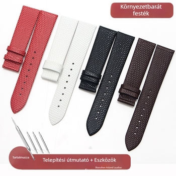 Asilandun Ultra vékony valódi bőrből készült óraszíj, gyík minta, első réteg borjúbőr, vízálló