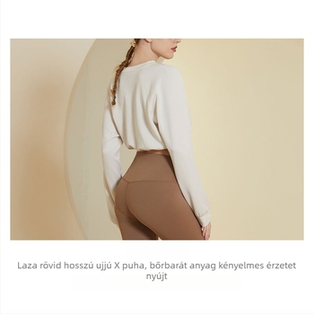 Póló Chenille-spandex keverék, hosszú ujjú, álló gallér, lazán szabott