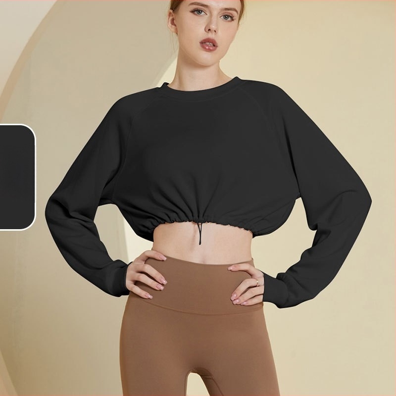 Póló Chenille-spandex keverék, hosszú ujjú, álló gallér, lazán szabott