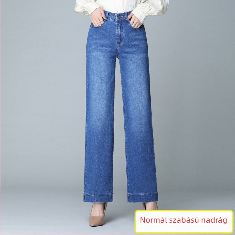 Farmernadrág széles lábú fazon, magas derekú, denim-pamut 70–80% pamut