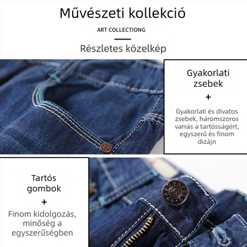 Férfi farmernadrág, egyenes szárú, középmagas derekú, 100% pamut, téli, mindennapi viselet