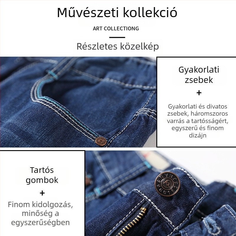 Férfi farmernadrág, egyenes szárú, középmagas derekú, 100% pamut, téli, mindennapi viselet
