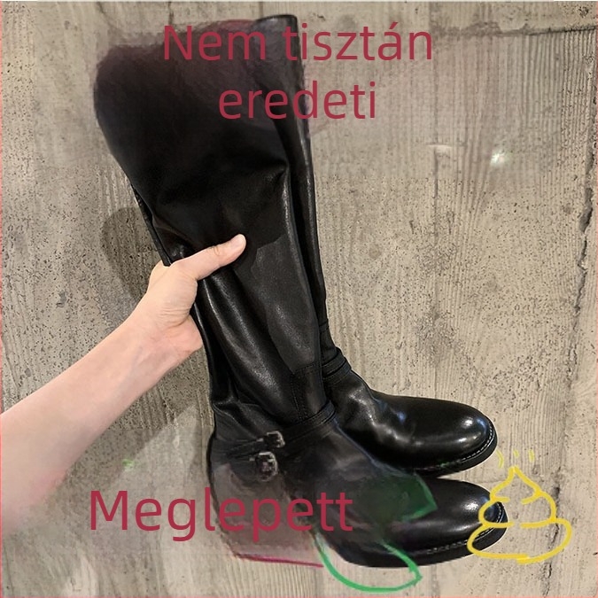 Női lovagcsizmák tehénbőrből, kerek orrú, vastag sarok, hosszú szára, oldalsó cipzár