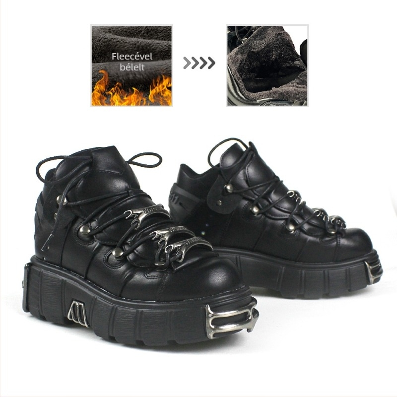 u-double motorkerékpár csizma, punk stílus, magas sarkú 6–8 cm, PU felső rész