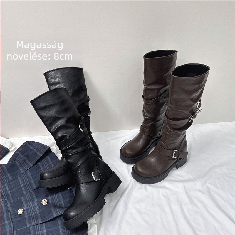Női lovagcsizma, magas cső, 6-8 cm sarok, gumitalp, felső rész Super Fiber