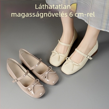 Mary Jane cipő alacsony sarokkal (1–3 cm), kerek orrú, PU felsőrész, gumitalp, magasságot növelő funkció