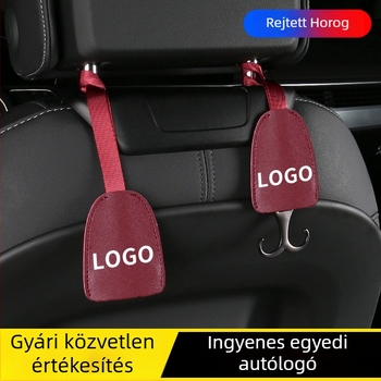 Autó belső kampó rejtett fejtámlával – bőr és cinkötvözet, egyszerű stílus, belső dekoráció és tárolás