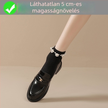 Női körkörös orrú loaferek – slip-on, felső rész: szuper rostból, gumírozott talp, vastag sarok