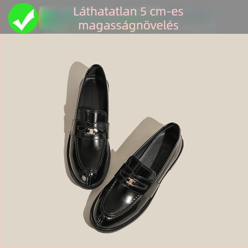 Női körkörös orrú loaferek – slip-on, felső rész: szuper rostból, gumírozott talp, vastag sarok