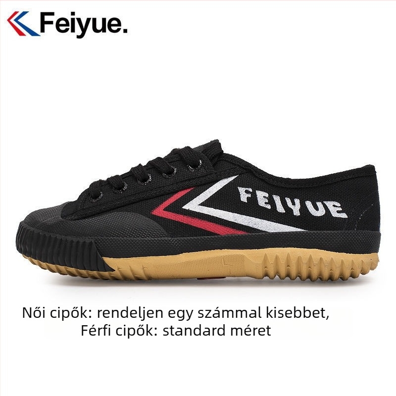 Feiyue vászon harcművészeti cipő – lélegző uniszex sportcipő gumírozott talppal, elől fűzős, kerek orr, alacsony sarok