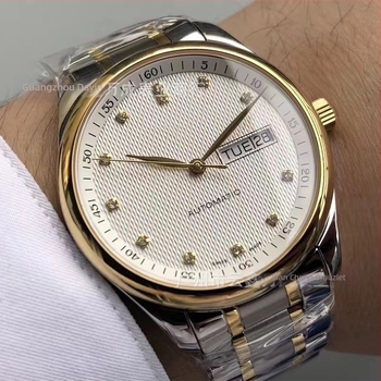 Férfi automata mechanikus karóra naptár és hét nap kijelzővel; 39 mm-es átmérőjű zafir kristályos számlap; rozsdamentes acél tok és karpánt; Seagull 2892 szerkezet; 100 m vízállóság