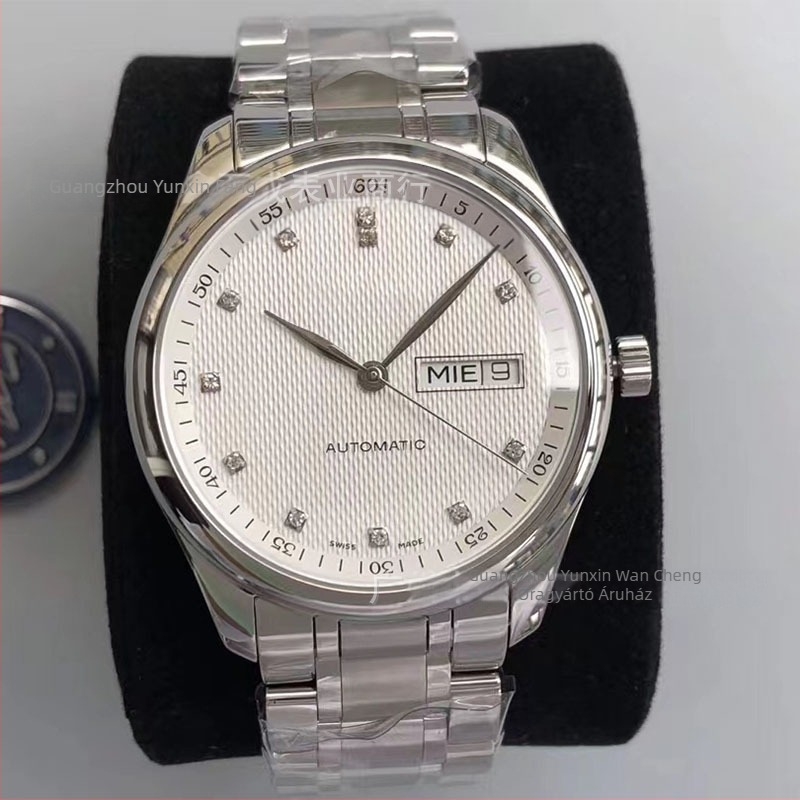 Férfi automata mechanikus karóra naptár és hét nap kijelzővel; 39 mm-es átmérőjű zafir kristályos számlap; rozsdamentes acél tok és karpánt; Seagull 2892 szerkezet; 100 m vízállóság