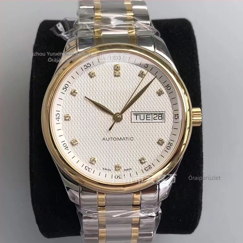 Férfi automata mechanikus karóra naptár és hét nap kijelzővel; 39 mm-es átmérőjű zafir kristályos számlap; rozsdamentes acél tok és karpánt; Seagull 2892 szerkezet; 100 m vízállóság