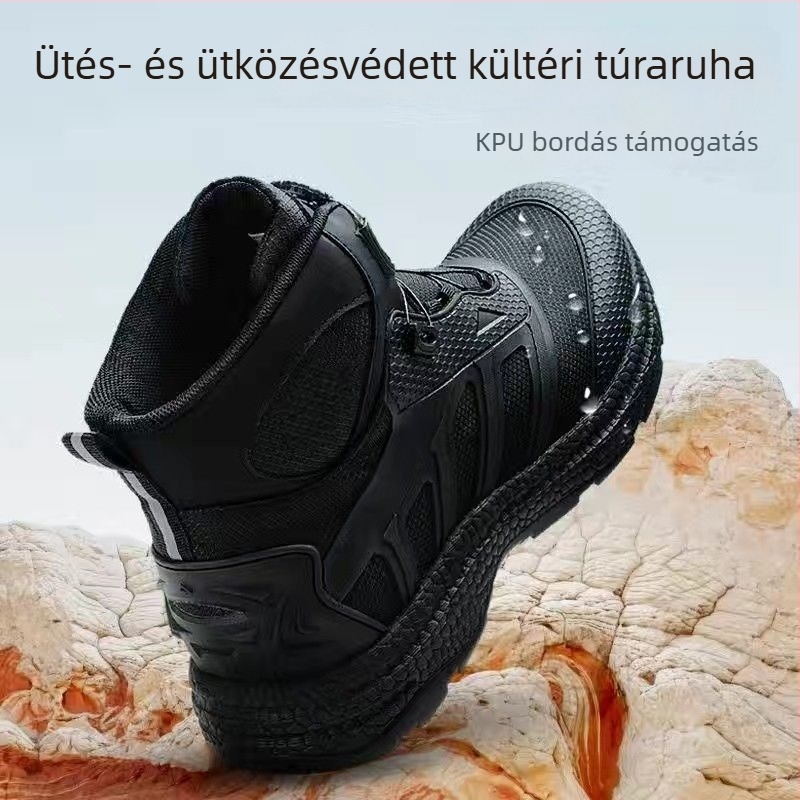 Taktikai harci csizmák, magas szárú, lélegző hálós felsőrész, gumi talp, EVA talptalp, PU külső anyag