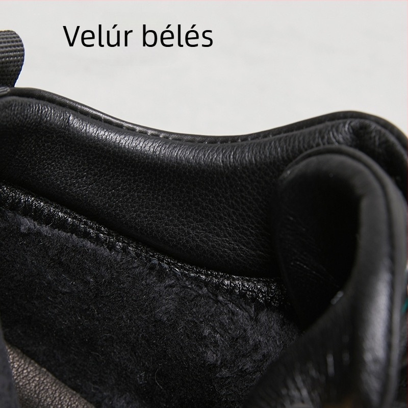 Férfi Martin csizmák valódi bőrből, gumitalp, flanel bélés, középmagas szár, kerek orr