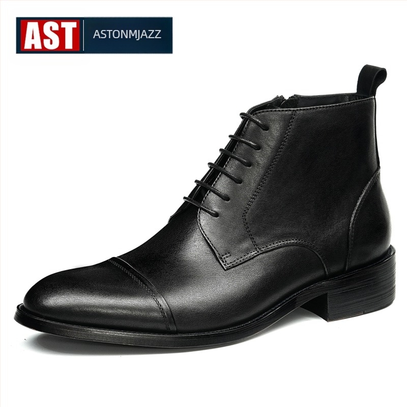 Férfi Martin csizmák – első osztályú marhabőrből, hegyes orr, alacsony sarkú 1–3 cm, rövid csizmaszár, belső bélés sertésbőrből