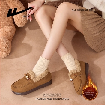 Női téli slip-on cipő textil felsőrésszel, belső pamut bélés, PU talp, alacsony profil, kerek orr