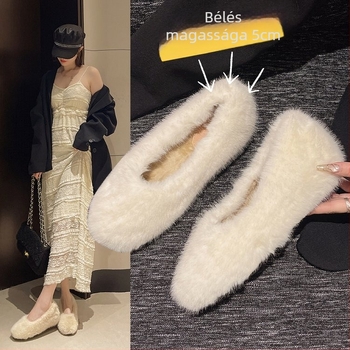 Női slip-on loaferek belső magasságnövelésével, velúr felsőrész, fleece bélés, alacsony profil