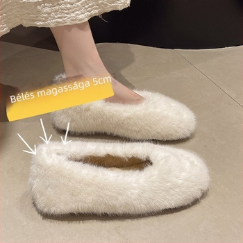 Női slip-on loaferek belső magasságnövelésével, velúr felsőrész, fleece bélés, alacsony profil