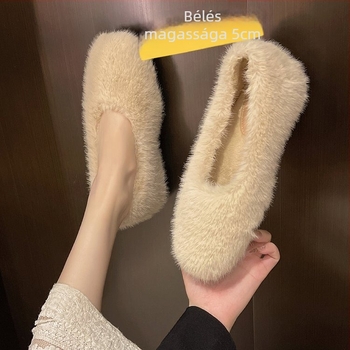 Női slip-on loaferek belső magasságnövelésével, velúr felsőrész, fleece bélés, alacsony profil