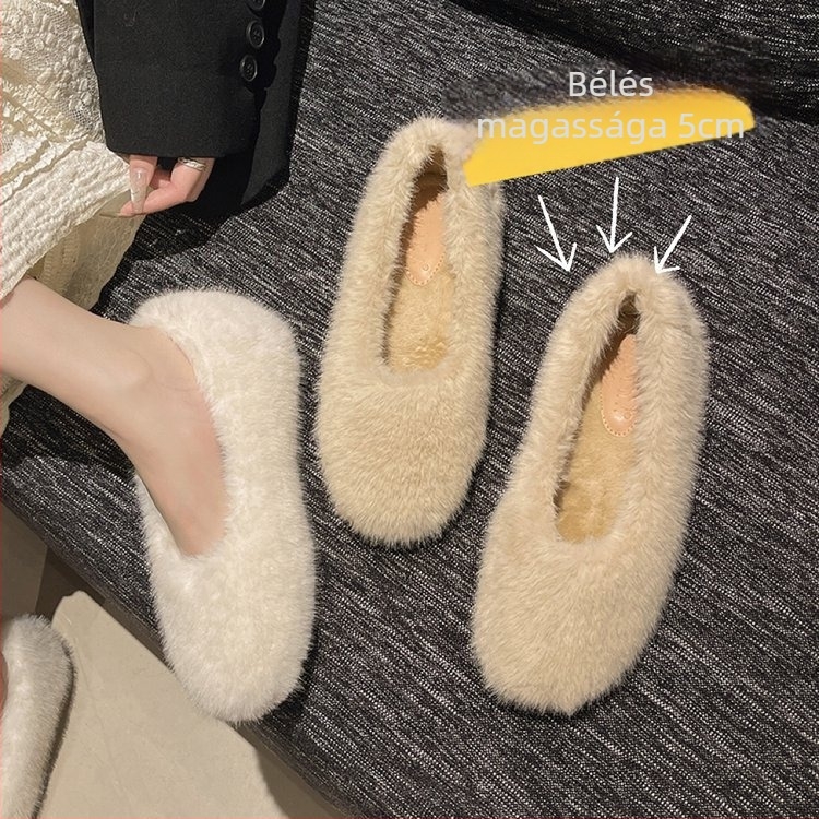Női slip-on loaferek belső magasságnövelésével, velúr felsőrész, fleece bélés, alacsony profil