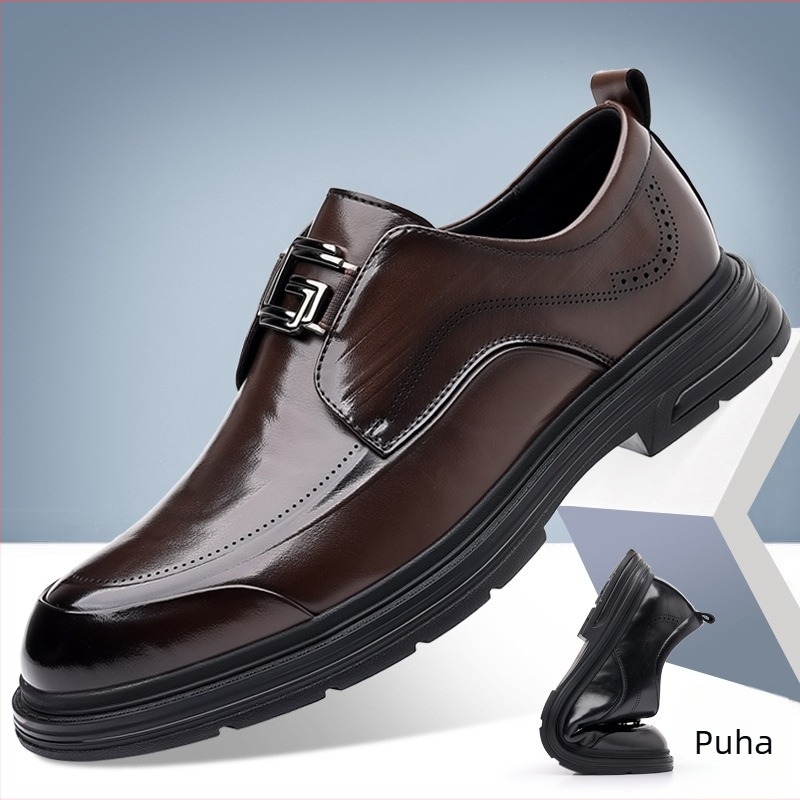 Férfi slip-on mokaszín mikroszálas felsőrésszel, lélegző PU talpbetét, kerek orr, gumi talp