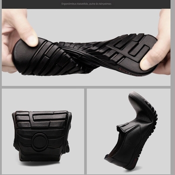 Férfi PU bőr slip-on loaferek, lélegző EVA belsővel, kerek orr