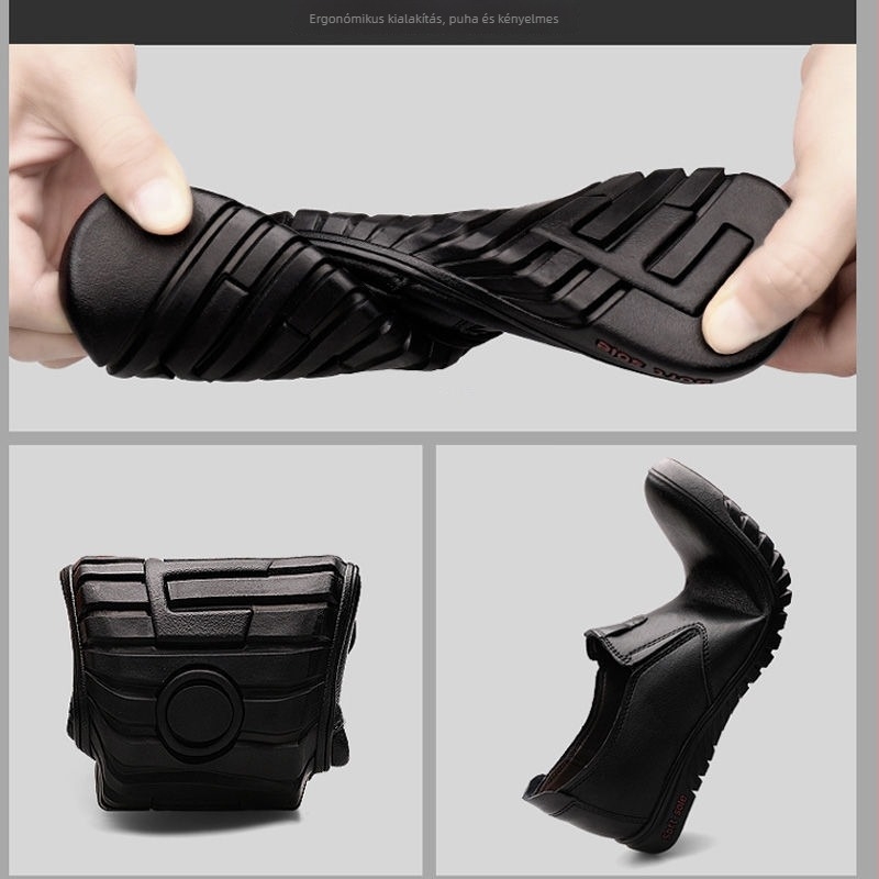 Férfi PU bőr slip-on loaferek, lélegző EVA belsővel, kerek orr