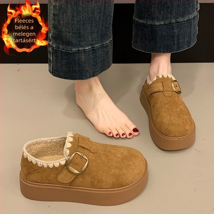 Női Birkenstock-stílusú téli csizma, vastag talppal, műszőrös bélés, fűzővel záródó, téli melegen