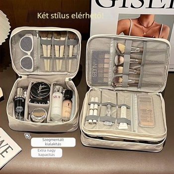 Sminkes táska nagy kapacitással és rekeszekkel, utazáshoz, foltálló, multifunkcionális tároló (Anyag: Szövet; Mintázat: Egyéb; Bélés: Más; Funkció: Más; Nem: Férfi)