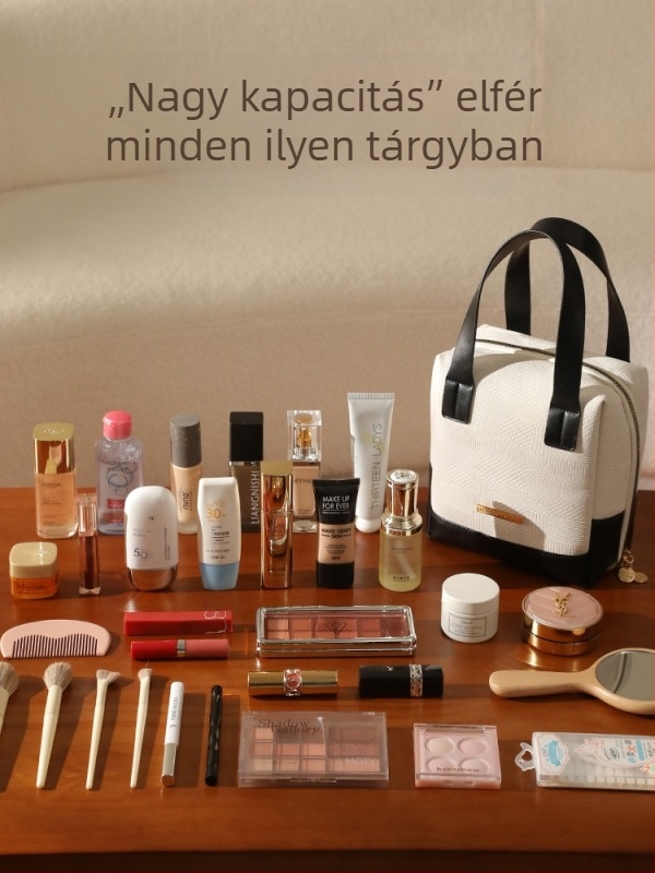 Női kozmetikai táska – hordozható tároló, PU külső, poliészter bélés, Lohastravel, 2025 tavasz