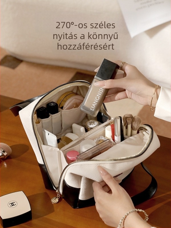 Női kozmetikai táska – hordozható tároló, PU külső, poliészter bélés, Lohastravel, 2025 tavasz