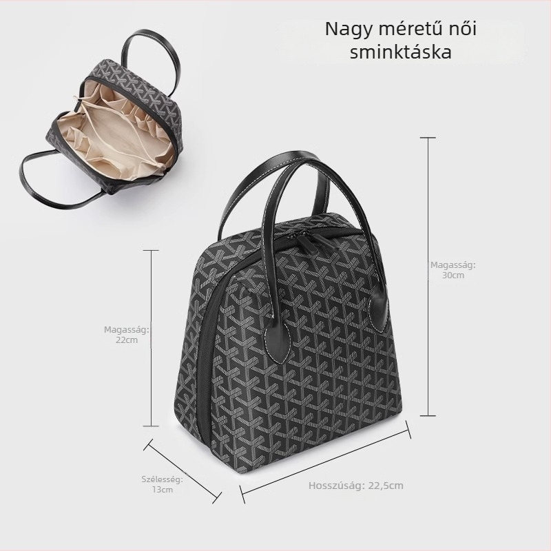 Smink- és neszesszeres táska – városi minimalist stílus, geometrikus mintázat, poliészter anyag, Tide silk márka, 2025 tavasz, hordozható kozmetikai táska