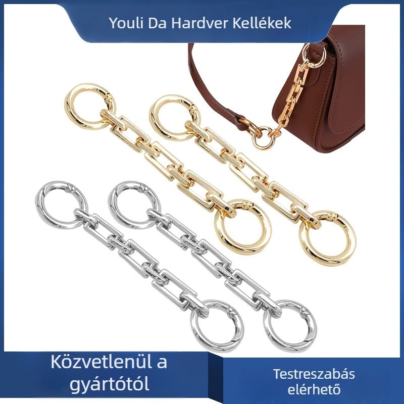 Táska/válltáska pánt vastag fémlánccal és négyzetes láncszemekkel, városi egyszerűség, 2025 tavaszi megjelenés