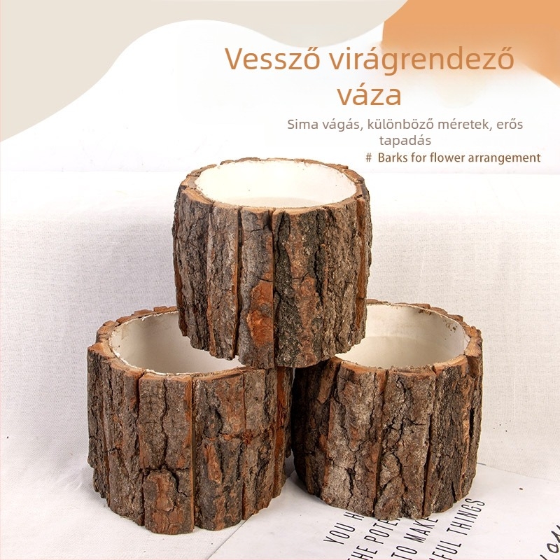 Virágkosár szimulált kéregből, kézzel készített, félmanuális és félautomata gyártási folyamat, testreszabható, kínai stílus