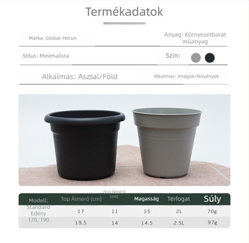 Virágcserép, műanyag anyag, asztali és padlóra használható, otthoni kertészkedéshez és irodához