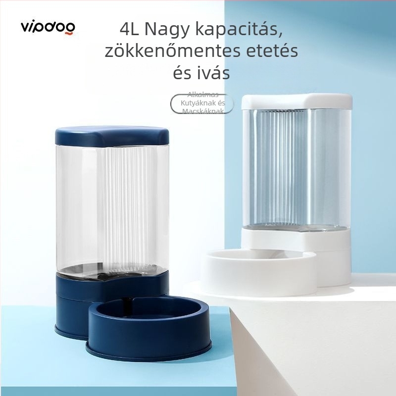 Macska ivóvíz-dispenser és etető, rozsdamentes acélból, nem automata etetés, macskákhoz való kiegészítők