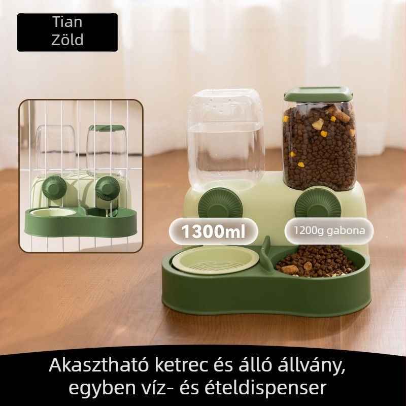 Minden egyben: függő macska etető és vízadagoló, üvegkivitel