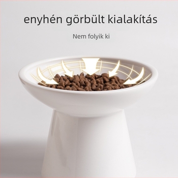 Kerámia macska tál, Shuo ni, anti-tip és nyakvédő kialakítással, emelt tartó