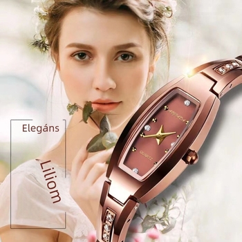 Női ovális kis tárcsás kvarc karóra Seagull mozgással, vízálló 50m, rozsdamentes acél karkötő