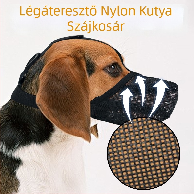 Kutyaszájkosár, légáteresztő hálós anyagból, nylonból, harapás elleni védelem, harapás elleni maszk