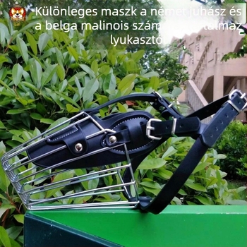 Hosszú orrú kutyáknak vas- és PU bőr szájkosár — ugatás elleni, harapás elleni, véletlen lenyelés elleni