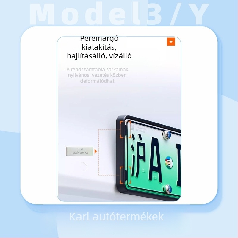 Tesla Model Y/3/YL rendszámkeret – műanyag, kompatibilis a frissített 3/y modelllel, Carlisle